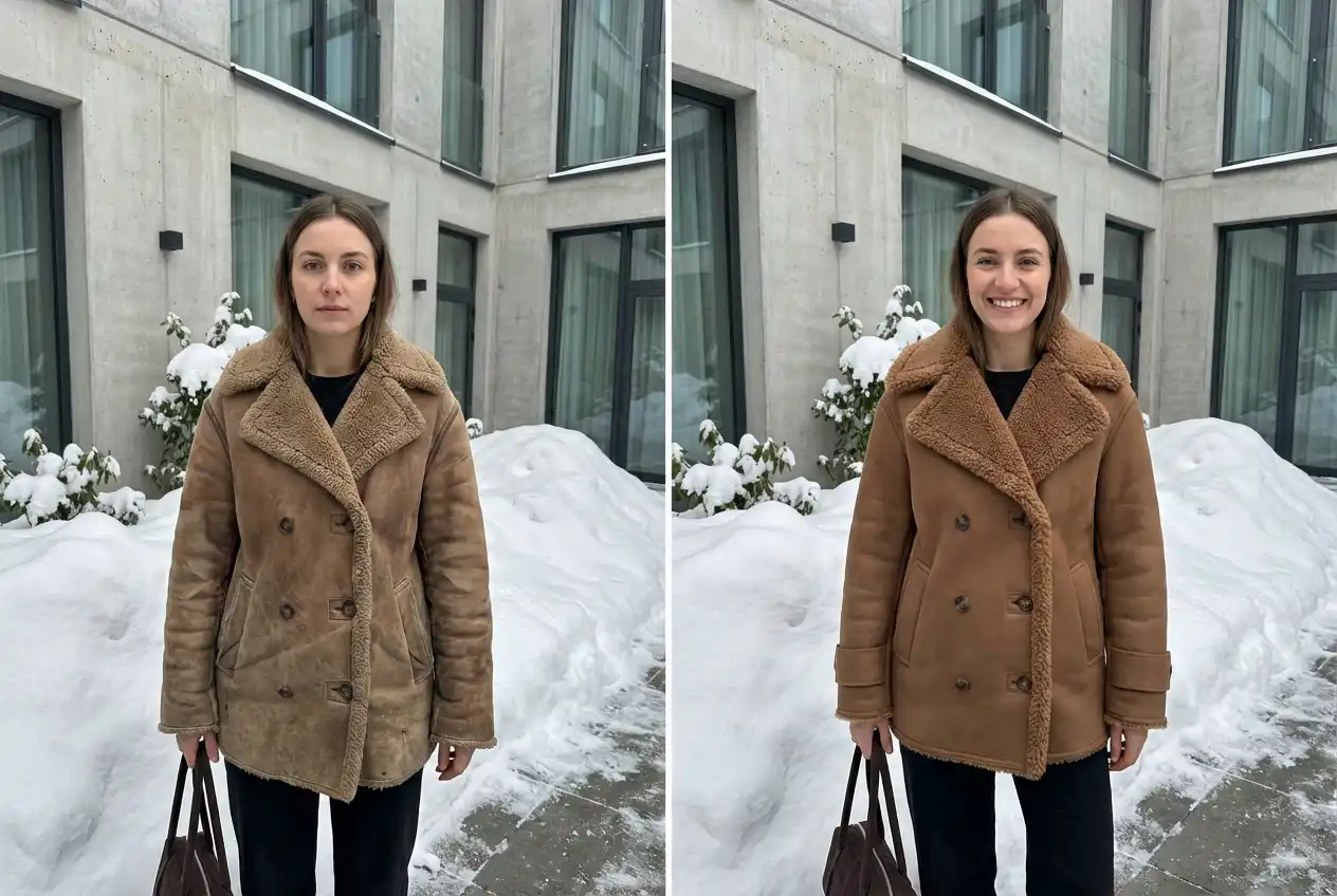 Реставрация дублёнки — до и после